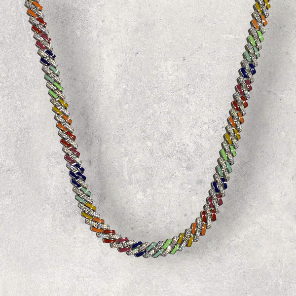 10mm Multicolor Prong Cuban Chain