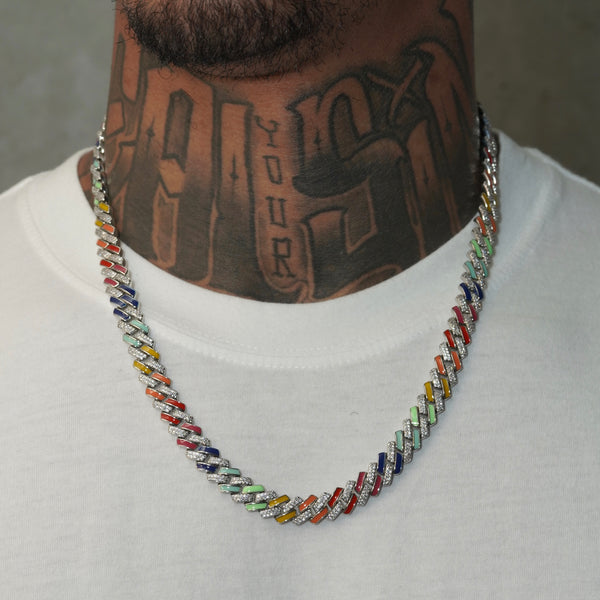 10mm Multicolor Prong Cuban Chain