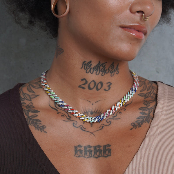 10mm Multicolor Prong Cuban Chain