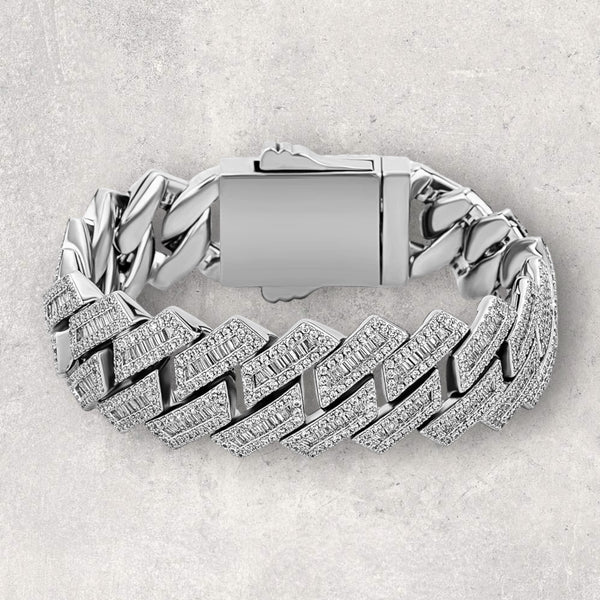 18mm Baguette Prong Cuban Bracelet