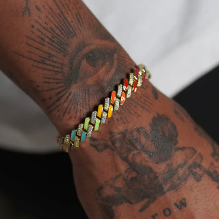 10mm Multicolor Prong Cuban Bracelet