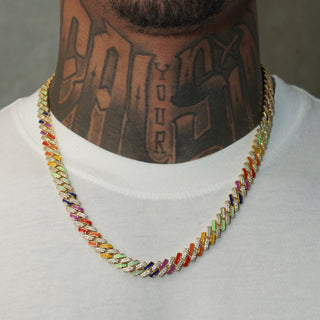 10mm Multicolor Prong Cuban Chain