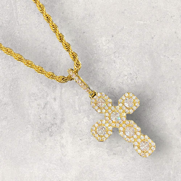 Clustered Diamond Cross Pendant