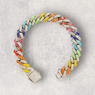 10mm Multicolor Prong Cuban Bracelet